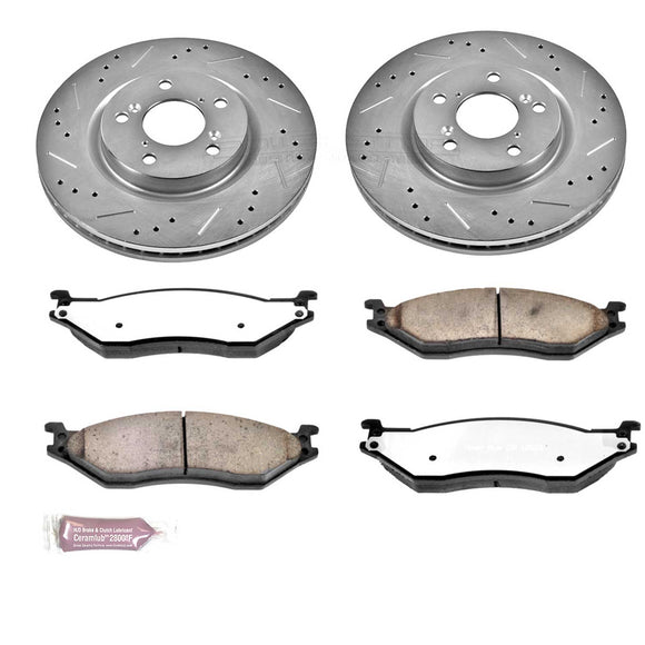 PowerStop Z36 Carbon-Fiber Ceramic Brake Pad with Drilled and Slotted Rotor Kit