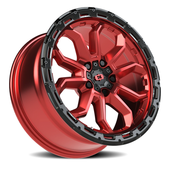 17x8 Vision 405 Korupt Red Black Lip 5x114.3 5x4.5 ET30 Wheel Rim