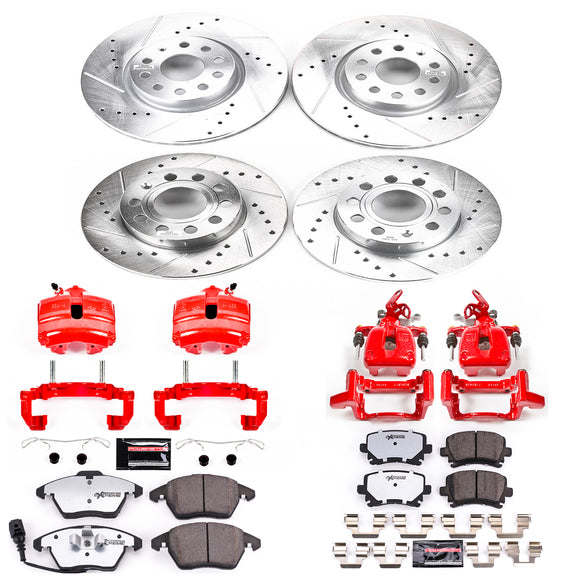 PowerStop Z26 Street Performance Ceramic Brake Pad, Drilled Slotted Rotor, and C