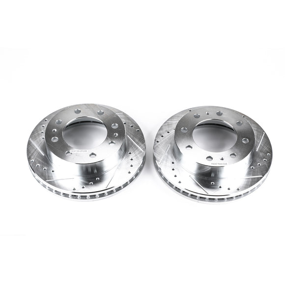 PowerStop Evolution Drilled Slotted Rotors Pair Front For Chevy Silverado 3500