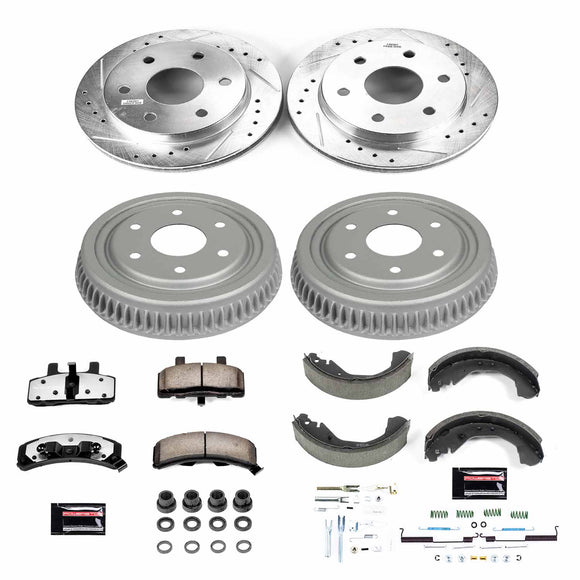 PowerStop Z36 Ceramic Brake Pads with Drilled Slotted Rotors and Drum Shoe Kit