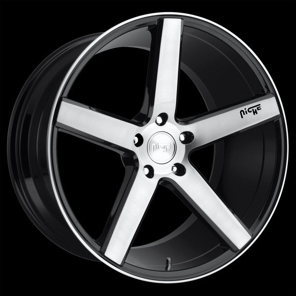 18x8 Niche Milan Gloss Black & Brushed Wheel/Rim 5x114.3 5-114.3 18-8