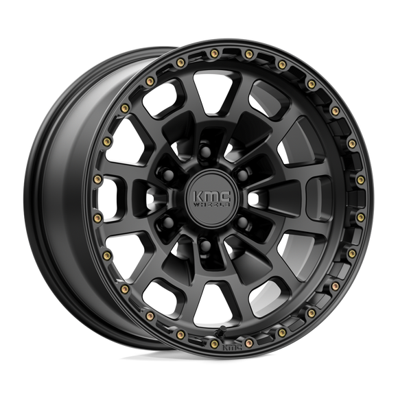 17x8.5 KMC KM718 Summit Satin Black 6x135 ET0 CB87.1 Wheel Rim