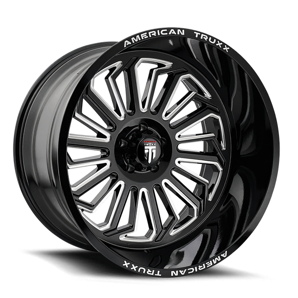 24x14 American Truxx AT1916 Butcher Black Milled 8x170 ET-76 Wheel Rim