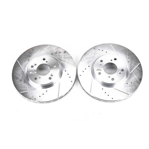 PowerStop Evolution Drilled Slotted Rotors Pair Front For Acura TL