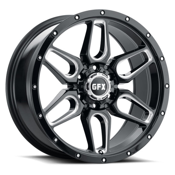 17x8.5 G-FX TR-18 Gloss Black Milled 5x127 ET12 wheel/rim