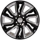 22" Replica Wheel CV39 Fits GMC Sierra Rim 22x9 Black and Chrome Wheel
