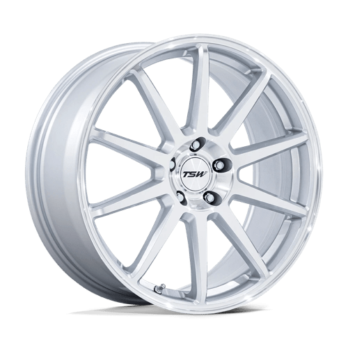 19X9.5 TSW TW004 Canard Gloss Silver W/ Machined Face 5x112 ET25 Wheel Rim