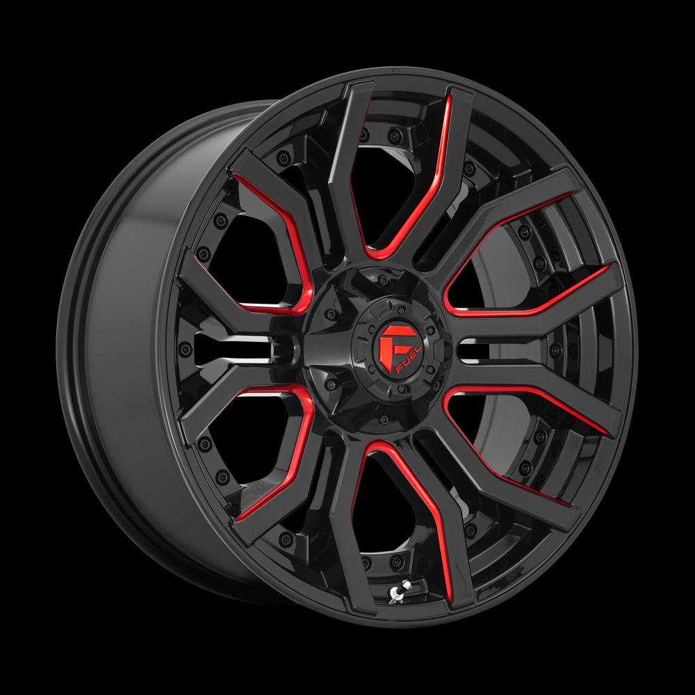 22X10 Fuel D712 RAGE Gloss Black Red Tinted Clear 8X165.1 ET-18 wheel/rim