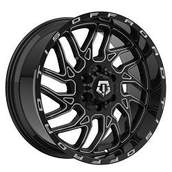 22x12 TIS 544BM Black & Milled 5x127 5x139.7 5x5 5x5.5 ET-44 Wheel Rim