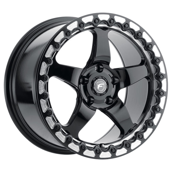 15x10 Forgestar D5 Beadlock Gloss Black Machined 5x115 ET22 Wheel Rim