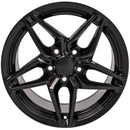 17" Replica Wheel CV31 Fits Chevrolet Corvette - C7 ZR1 Rim 17x9.5 Black Wheel