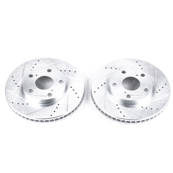 PowerStop Evolution Drilled Slotted Rotors Pair Front For Toyota Camry