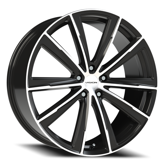 22x9 Vision 471 Splinter Gloss Black - Machined Wheel 5x115 ET20 CB73.1