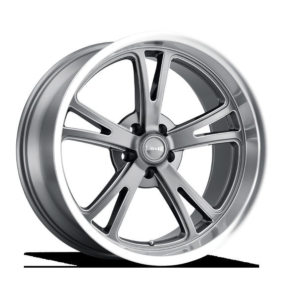 18x8 Ridler 606 Grey W/Machined Lip 5x127 ET0 wheel/rim