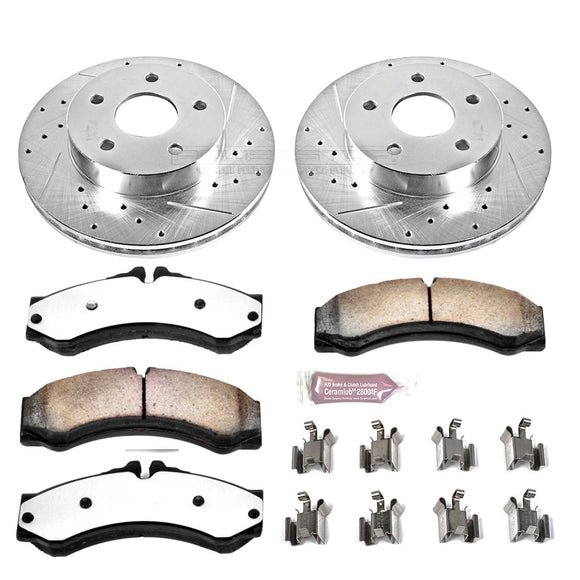 PowerStop Z36 Carbon-Fiber Ceramic Brake Pad with Drilled and Slotted Rotor Kit