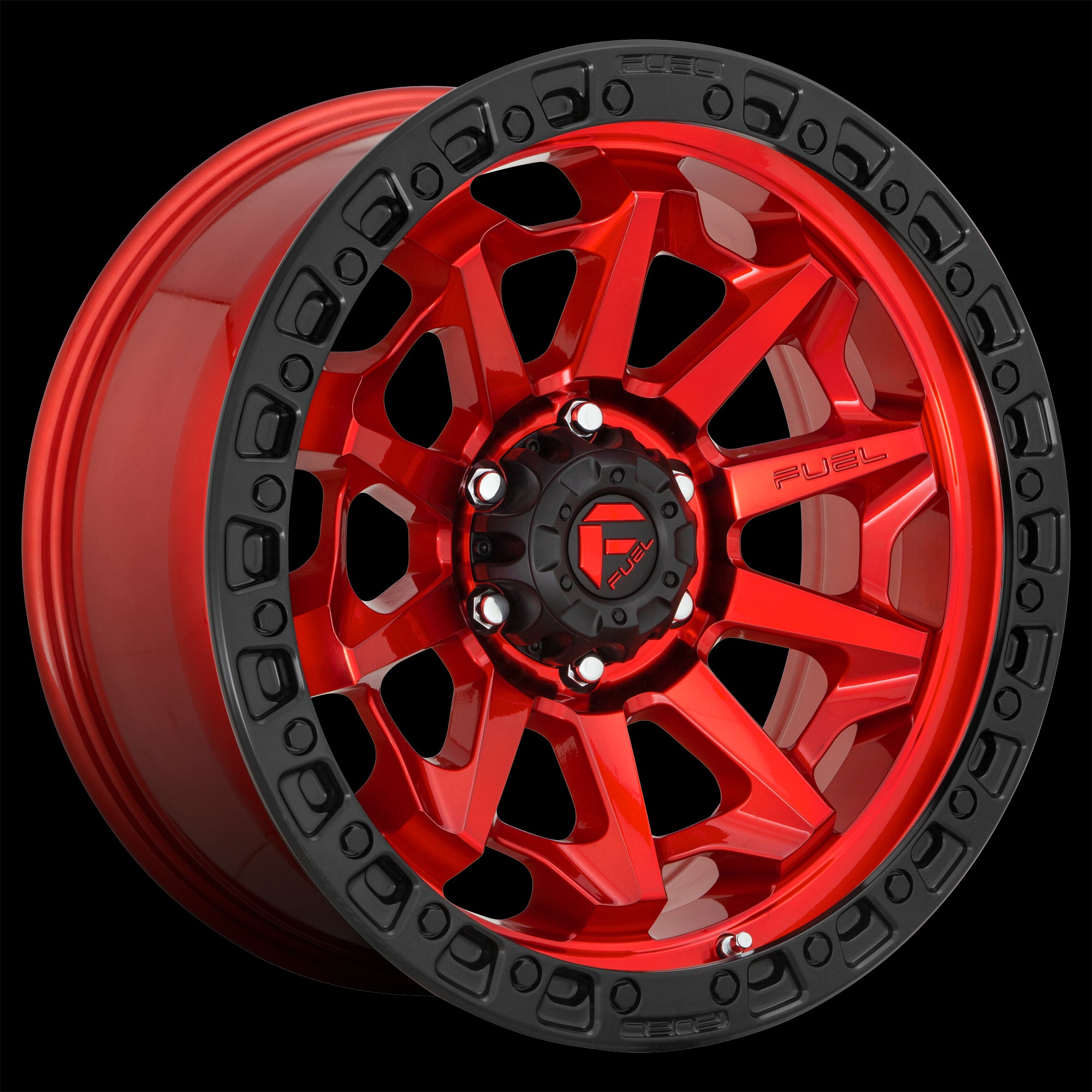 18X9 Fuel D695 Covert Candy Red Black Bead Ring 8X170 ET1 wheel/rim