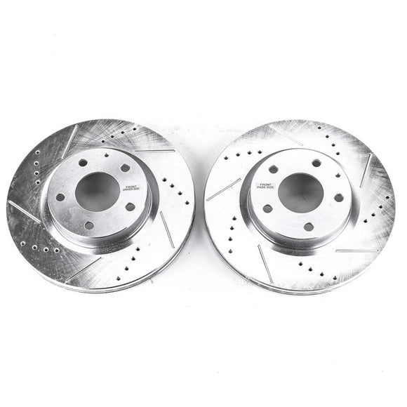 PowerStop Evolution Drilled Slotted Rotors Pair Front For Mazda 3