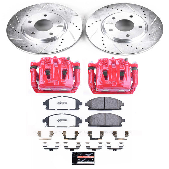 PowerStop Z36 Truck and SUV Ceramic Brake Pad, Drilled & Slotted Rotor, and Cali