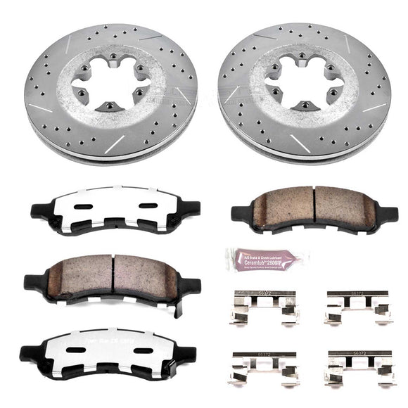 PowerStop Z36 Carbon-Fiber Ceramic Brake Pad with Drilled and Slotted Rotor Kit