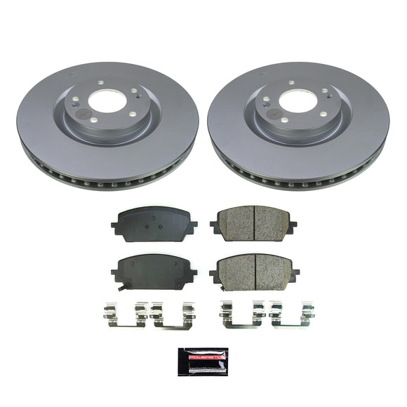 PowerStop Genuine Geomet Coated Rotor and Low-Dust Ceramic Brake Pad Kit