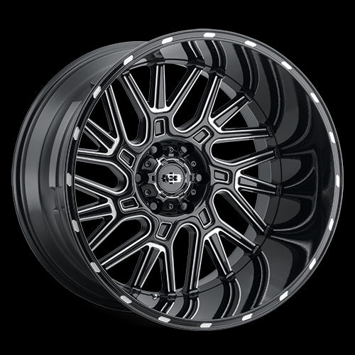 20x9 Vision 404 Brawl Black Milled Spoke 6x139.7 6x5.5 ET12 Wheel Rim