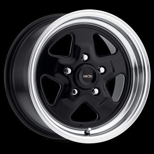 15x8 Vision 521H Nitro Gloss Black Machined Lip 5x127 5x5 ET0 Wheel Rim