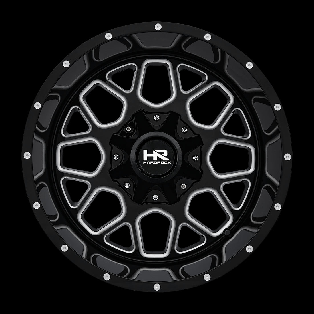 20x12 Hardrock Gunner Gloss Black Milled 5x127/139.7 ET-44 wheel/rim