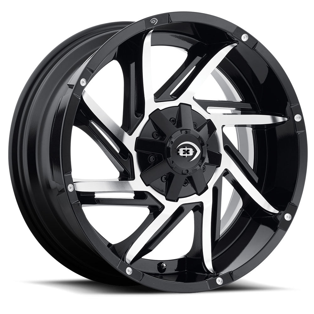 18x9 Vision 422 Prowler Gloss Black Machined Face 6x135 ET-12 Wheel Rim - 0