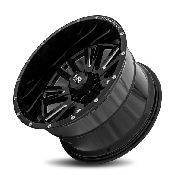 20x12 Hardrock Spine XPosed Gloss Black Milled 5x127 ET-44 wheel/rim