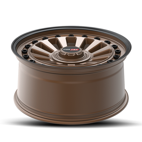 18x9 Vortek VRD-702 Radar Matte Bronze With Black Bolts And Lip 6x120 ET12 CB93.1 Wheel Rim