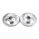 PowerStop Evolution Drilled Slotted Rotors Pair Front For Honda Civic
