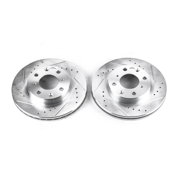 PowerStop Evolution Drilled Slotted Rotors Pair Front For Honda Civic