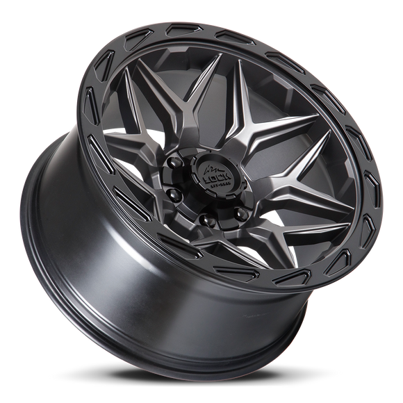 20x9 Lock Off-Road Matrix Gray Black Ring 6x135 6x139.7 6x5.5 ET0 Wheel