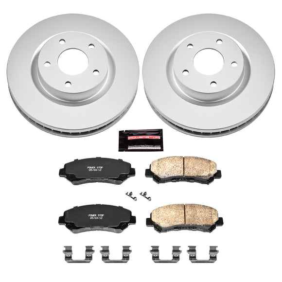 PowerStop Genuine Geomet Coated Rotor and Low-Dust Ceramic Brake Pad Kit