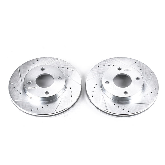 PowerStop Evolution Drilled Slotted Rotors Pair Front For Ford Focus