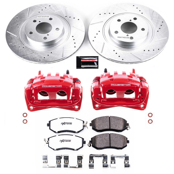 PowerStop Z26 Street Performance Ceramic Brake Pad, Drilled Slotted Rotor, and C