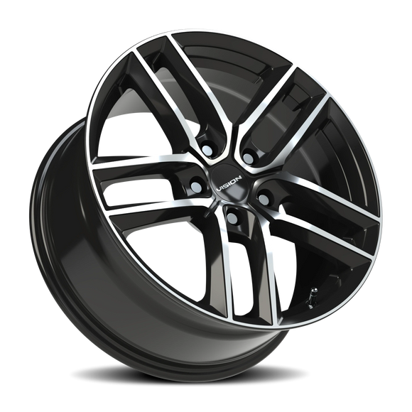 18x8.5 Vision 475V Clutch Black Machined Face 5x108 5x4.25 ET38 Wheel Rim