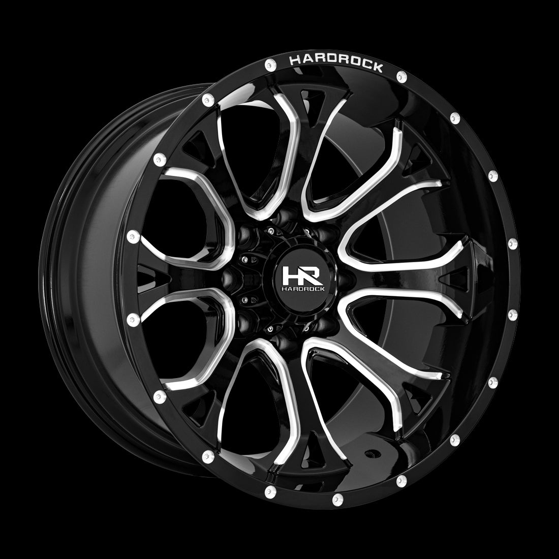 24x14 Hardrock BloodShot Xposed Gloss Black Milled 8x170 ET-76 wheel/rim - 0