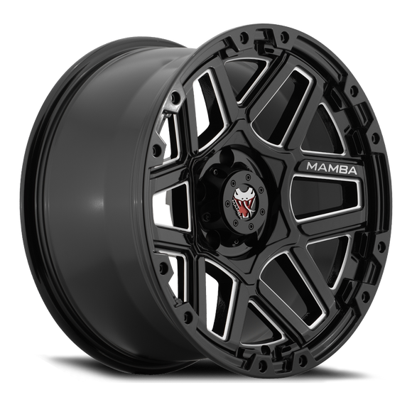 17x9 Mamba M23 Gloss Black/Machined Ball Cut 5x139.7 5x5.5 ET12 Wheel Rim