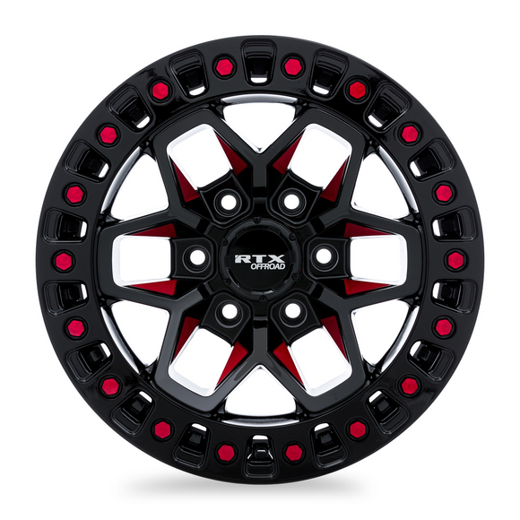 20x9 RTX Zion Black Milled Red 5x127 ET-15 wheel/rim