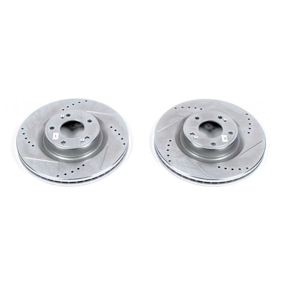 PowerStop Evolution Drilled Slotted Rotors Pair Front For Hyundai Genesis