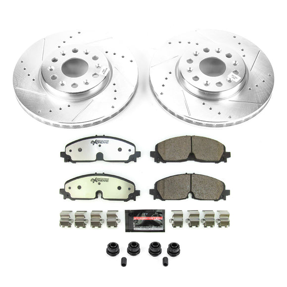 PowerStop Z36 Carbon-Fiber Ceramic Brake Pad with Drilled and Slotted Rotor Kit