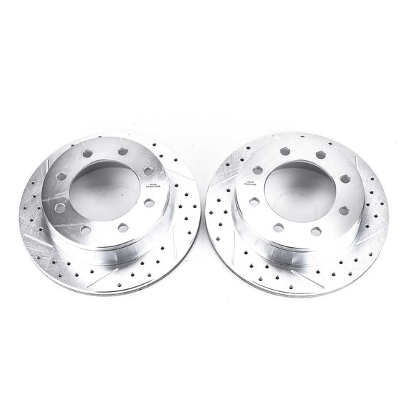PowerStop Evolution Drilled Slotted Rotors Pair Rear For Chevy Silverado 2500
