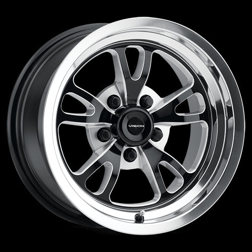 15x7 Vision 149 Patriot Black Milled Polished 5x120.65 5x4.75 ET0 Wheel