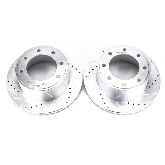 PowerStop Evolution Drilled Slotted Rotors Pair Rear For Ford F-250 Super Duty