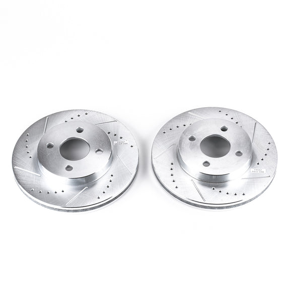 PowerStop Evolution Drilled Slotted Rotors Pair Front For Saturn Ion