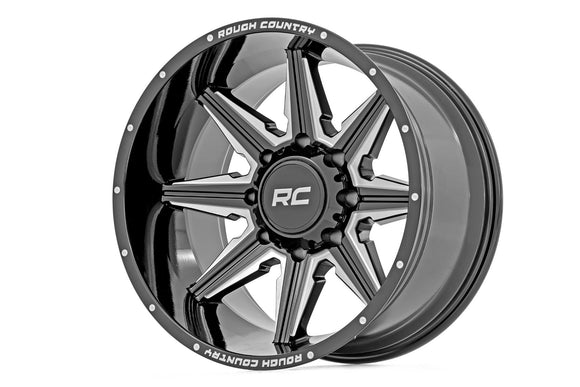 20x12 Rough Country 91M Series Gloss Black Milled Wheel 6x135 ET-44 CB4.173