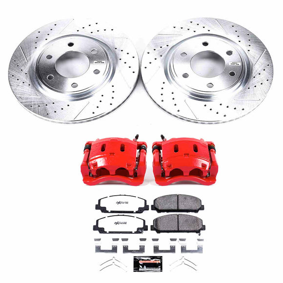 PowerStop Z36 Truck and SUV Ceramic Brake Pad, Drilled & Slotted Rotor, and Cali