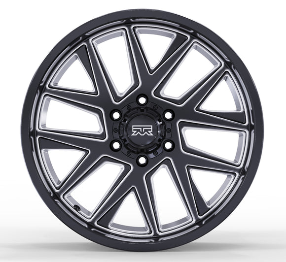 18x9 Mudder Trucker MT704 Asphalt Gloss Black Milled 6x135 ET12 Wheel Rim